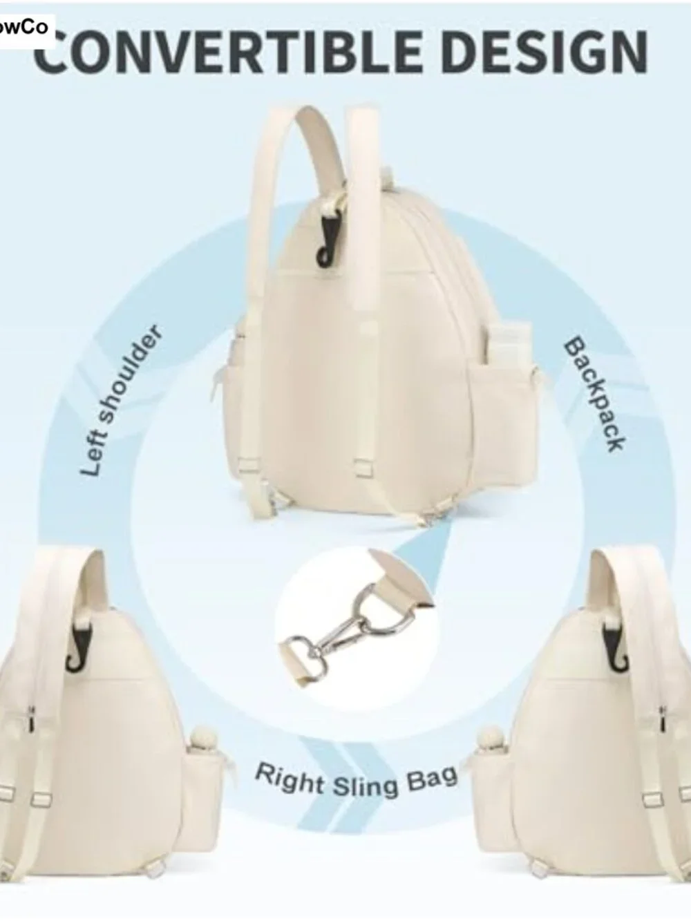Tennis Racquet Sling Backpack Shoulder Bag Convertible Crossbody Sport